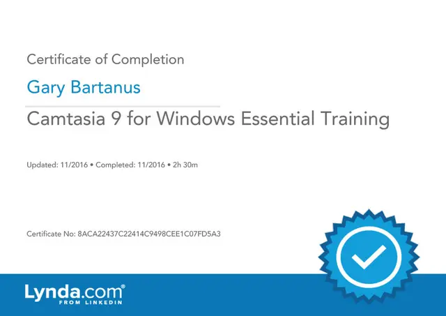 Camtasia9forWindowsEssentialTraining_CertificateOfCompletion